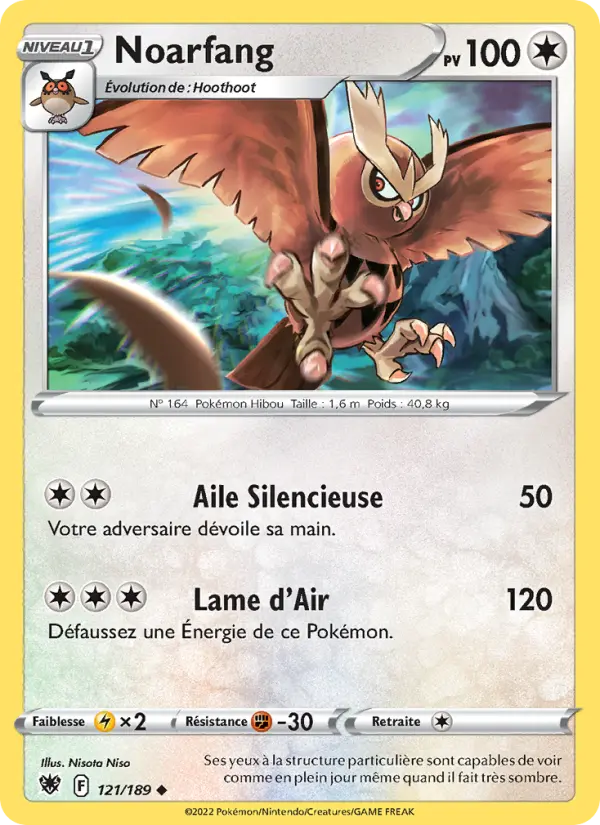 Scan HD carte Pokémon Noarfang 121/189 — Astres Radieux