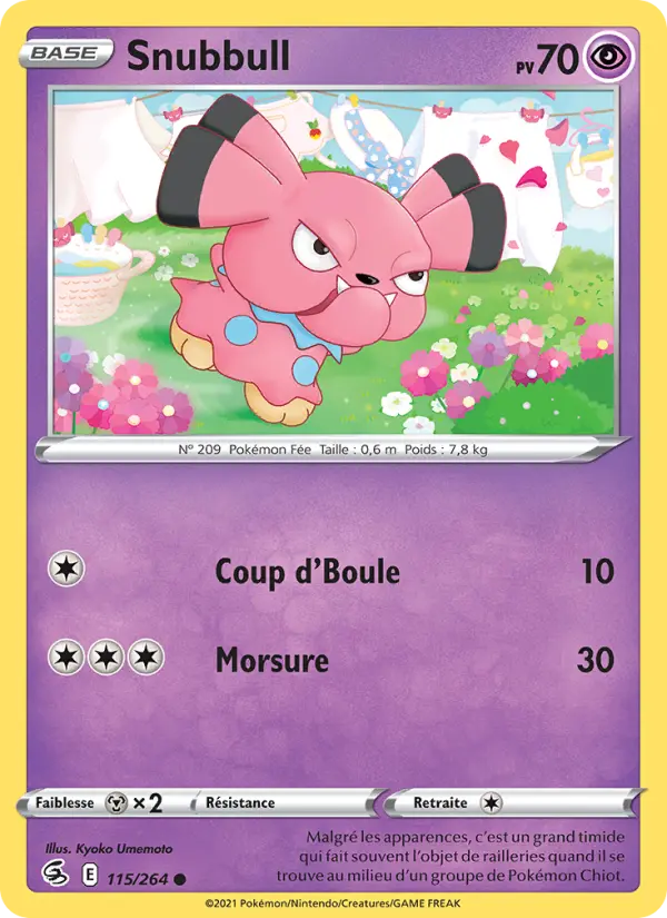 Scan HD carte Pokémon Snubbull 115/264 — Poing de Fusion