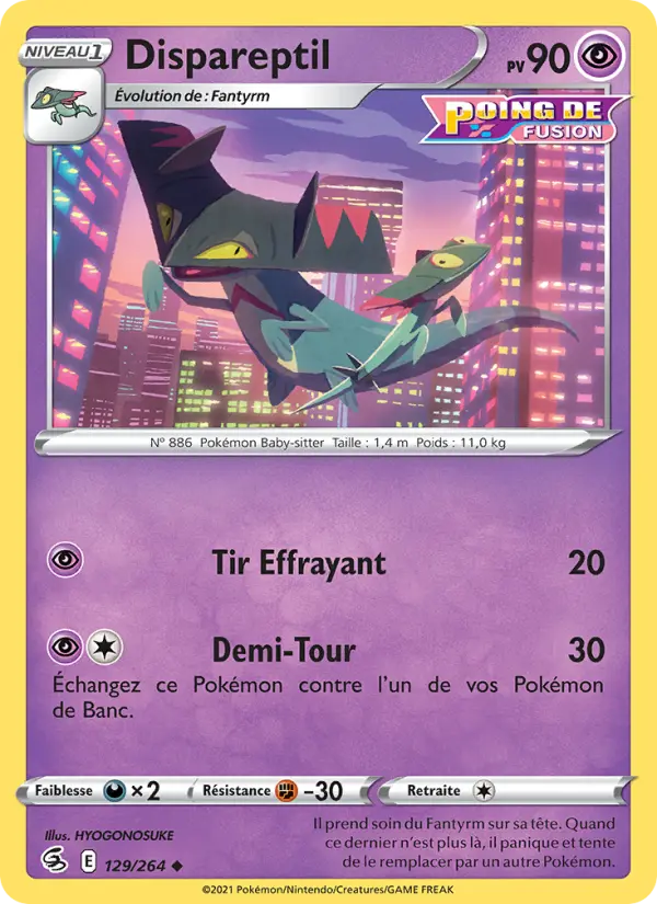 Scan HD carte Pokémon Dispareptil 129/264 — Poing de Fusion