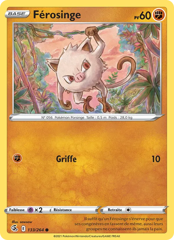 Scan HD carte Pokémon Férosinge 133/264 — Poing de Fusion