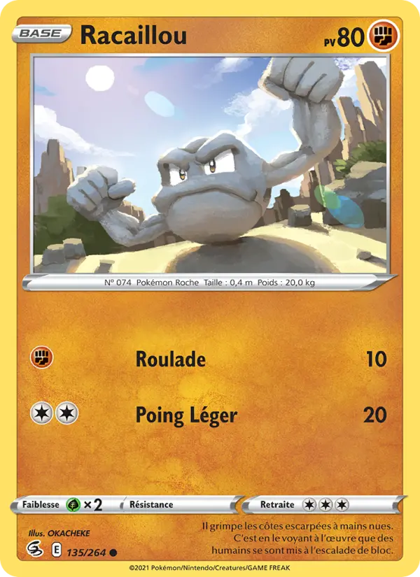 Scan HD carte Pokémon Racaillou 135/264 — Poing de Fusion