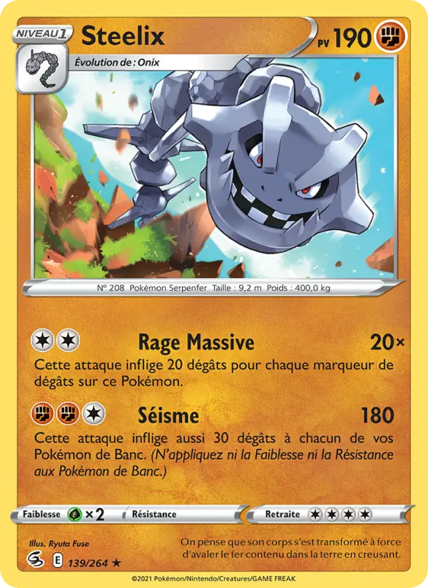 Scan HD carte Pokémon Steelix 139/264 — Poing de Fusion