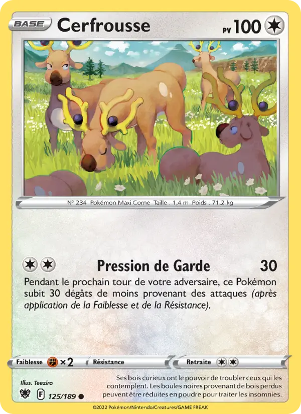 Scan HD carte Pokémon Cerfrousse 125/189 — Astres Radieux