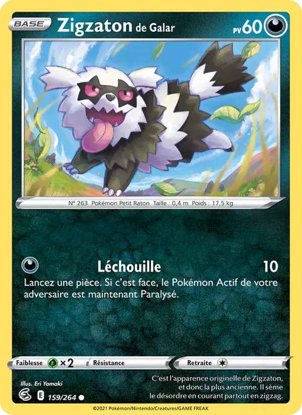 Scan HD carte Pokémon Zigzaton de Galar 159/264 — Poing de Fusion
