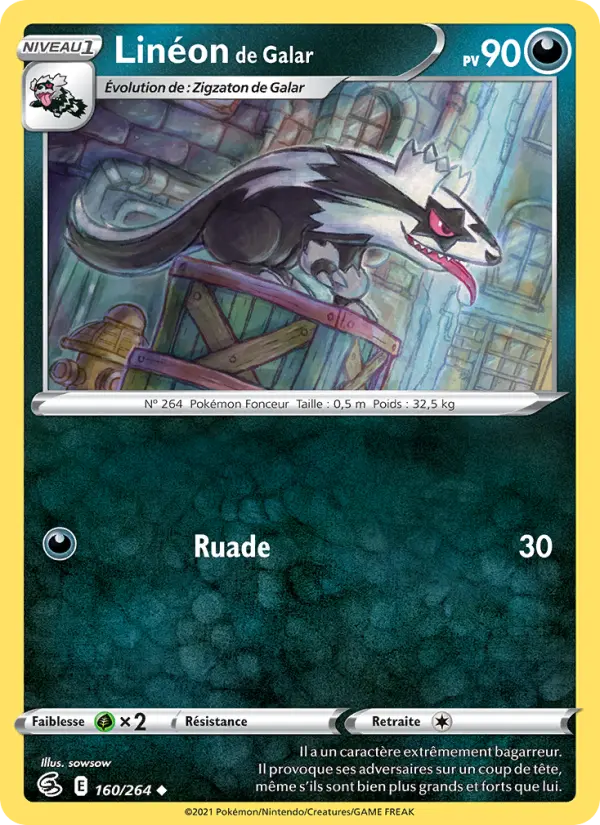 Scan HD carte Pokémon Linéon de Galar 160/264 — Poing de Fusion