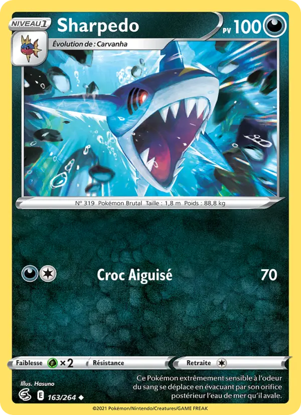 Scan HD carte Pokémon Sharpedo 163/264 — Poing de Fusion