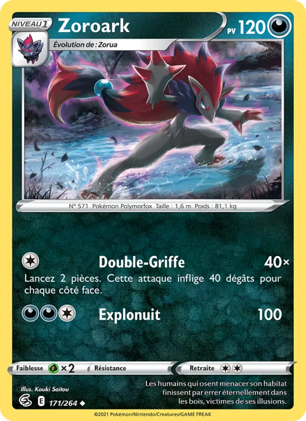 Scan HD carte Pokémon Zoroark 171/264 — Poing de Fusion