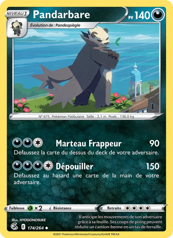Scan HD carte Pokémon Pandarbare 174/264 — Poing de Fusion