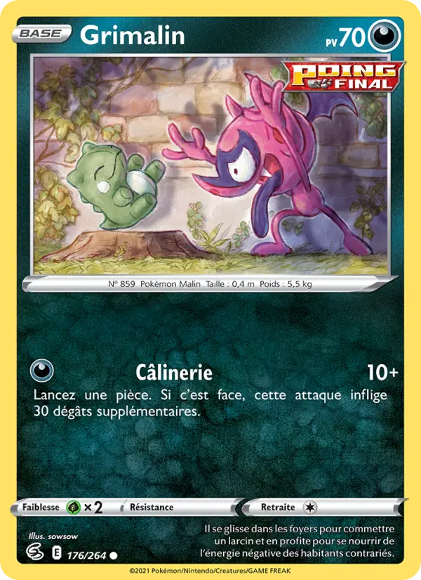 Scan HD carte Pokémon Grimalin 176/264 — Poing de Fusion