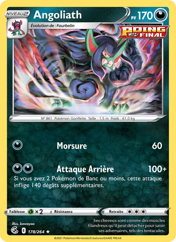Scan HD carte Pokémon Angoliath 178/264 — Poing de Fusion