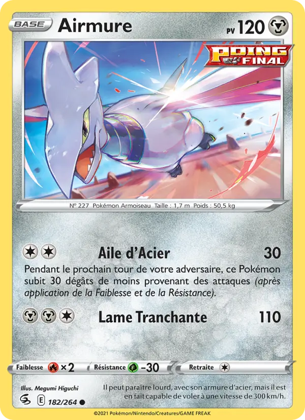 Scan HD carte Pokémon Airmure 182/264 — Poing de Fusion