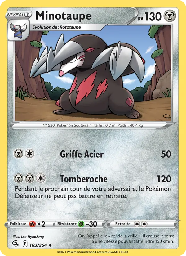 Scan HD carte Pokémon Minotaupe 183/264 — Poing de Fusion