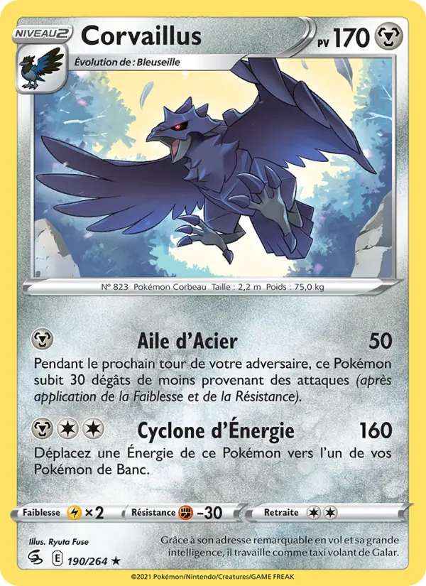 Scan HD carte Pokémon Corvaillus 190/264 — Poing de Fusion