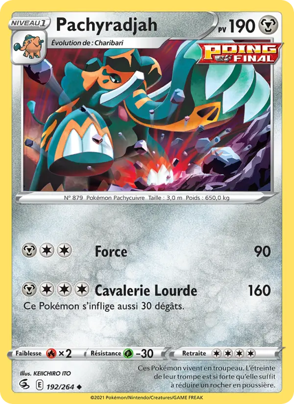 Scan HD carte Pokémon Pachyradjah 192/264 — Poing de Fusion