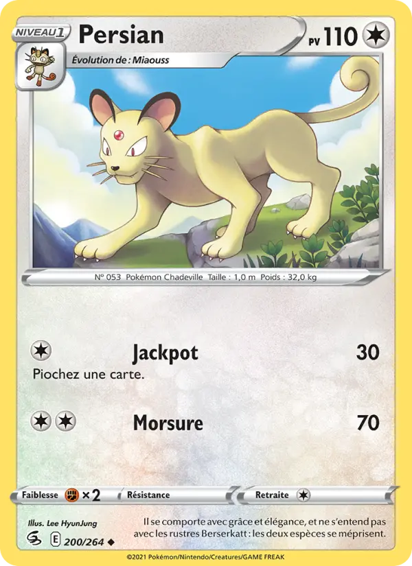 Scan HD carte Pokémon Persian 200/264 — Poing de Fusion