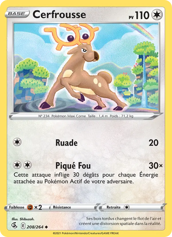 Scan HD carte Pokémon Cerfrousse 208/264 — Poing de Fusion