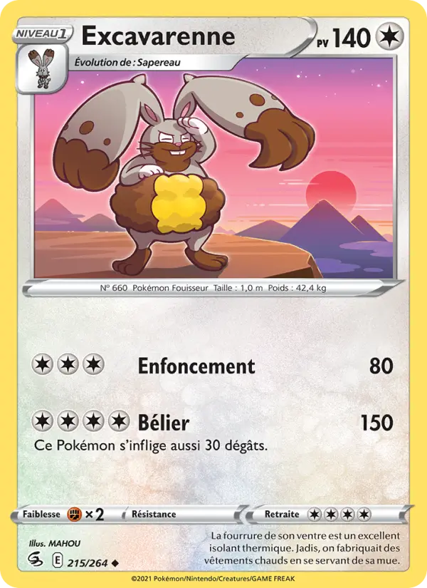 Scan HD carte Pokémon Excavarenne 215/264 — Poing de Fusion