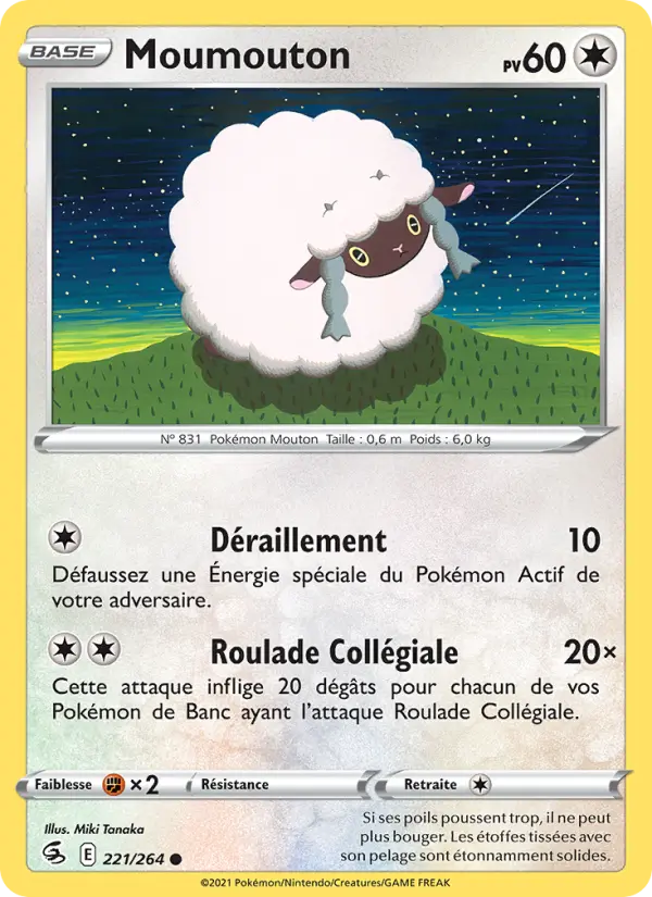 Scan HD carte Pokémon Moumouton 221/264 — Poing de Fusion