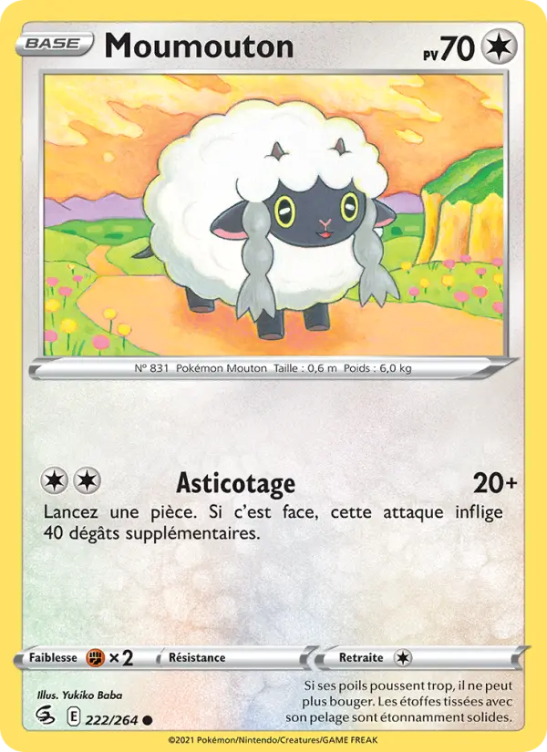 Scan HD carte Pokémon Moumouton 222/264 — Poing de Fusion