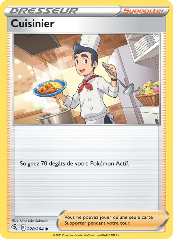 Scan HD carte Pokémon Cuisinier 228/264 — Poing de Fusion