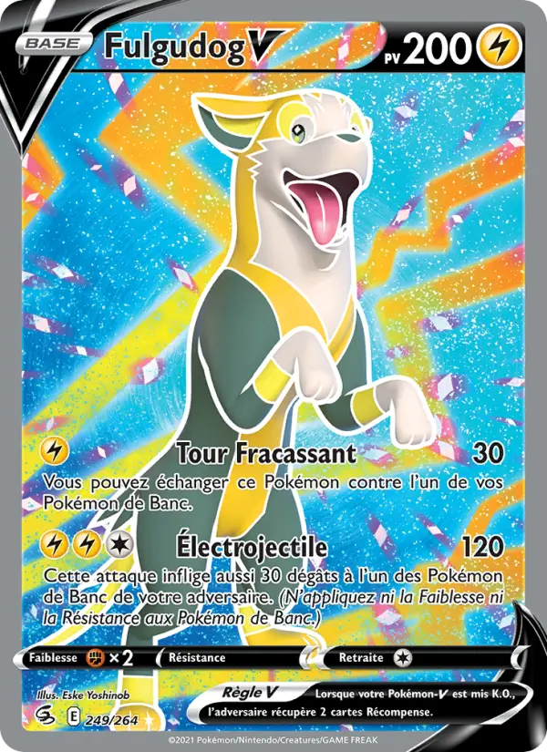 Scan HD carte Pokémon Fulgudog V 249/264 — Poing de Fusion