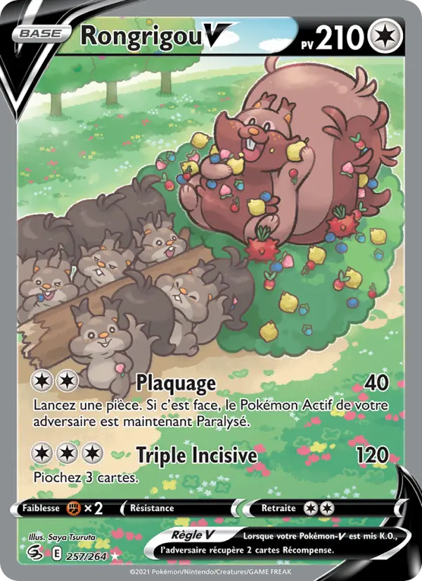 Scan HD carte Pokémon Rongrigou V 257/264 — Poing de Fusion