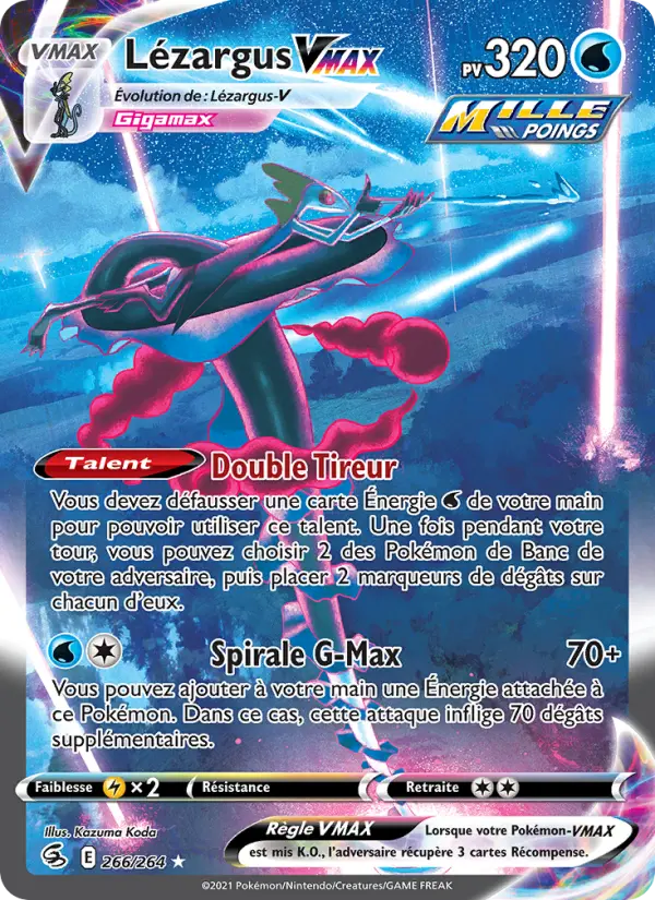 Scan HD carte Pokémon Lézargus VMAX 266/264 — Poing de Fusion