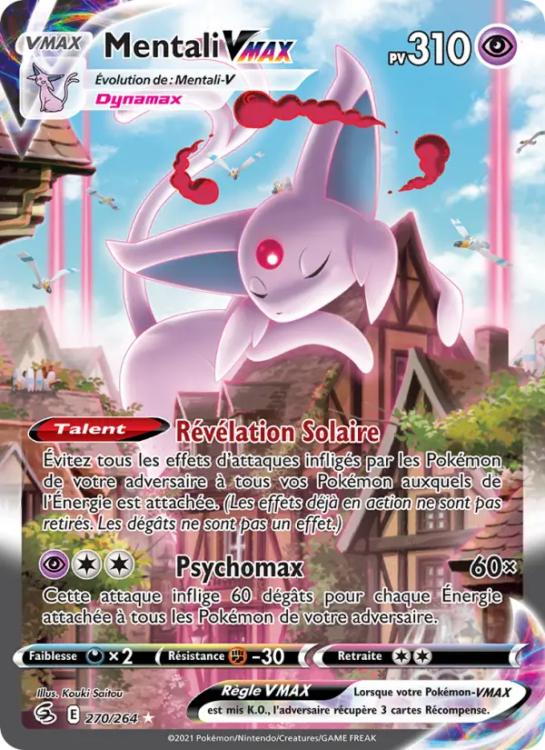 Scan HD carte Pokémon Mentali VMAX 270/264 — Poing de Fusion