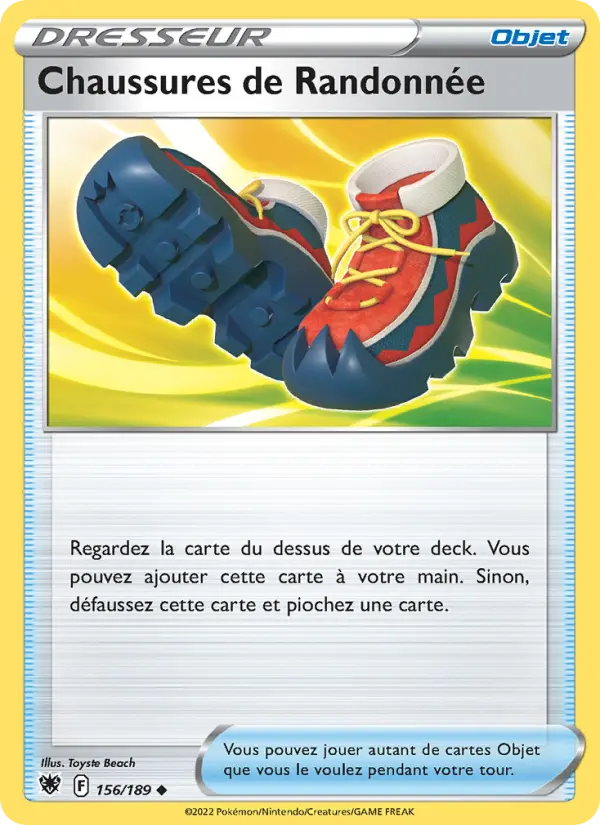 Scan HD carte Pokémon Chaussures de Randonnée 156/189 — Astres Radieux