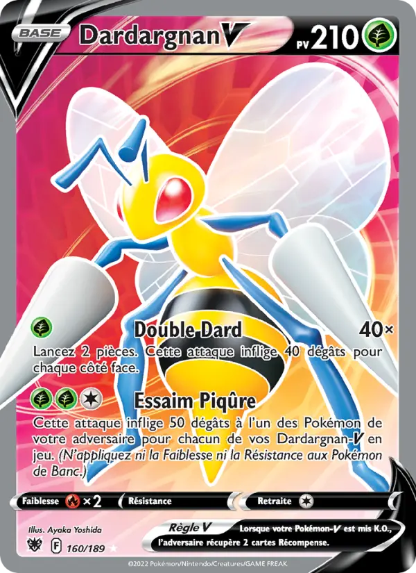 Scan HD carte Pokémon Dardargnan V 160/189 — Astres Radieux