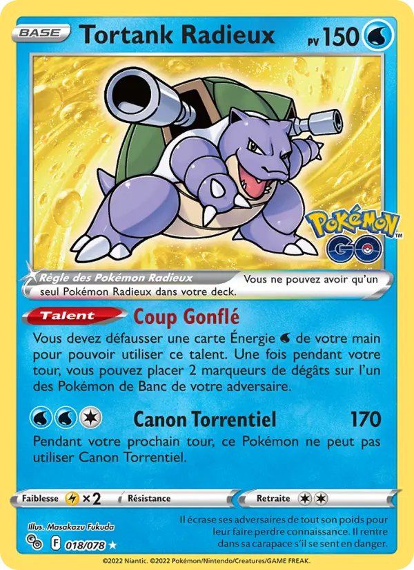 Scan HD carte Pokémon Tortank Radieux 018/78 — Pokémon GO