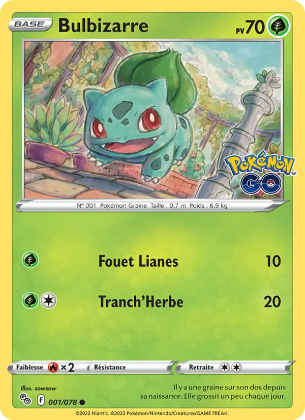 Scan HD carte Pokémon Bulbizarre 001/78 — Pokémon GO