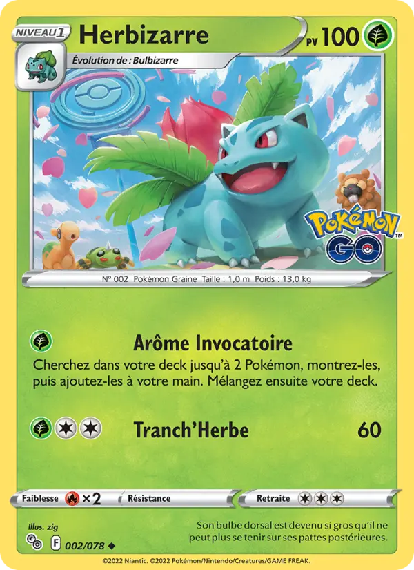 Scan HD carte Pokémon Herbizarre 002/78 — Pokémon GO