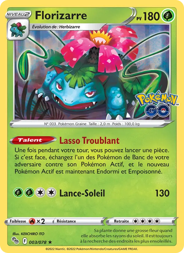 Scan HD carte Pokémon Florizarre 003/78 — Pokémon GO