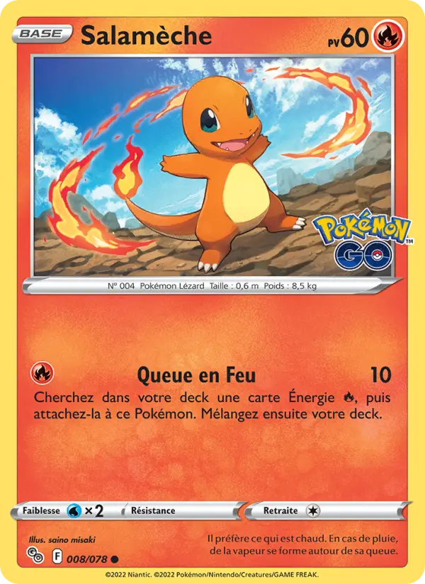 Scan HD carte Pokémon Salamèche 008/78 — Pokémon GO