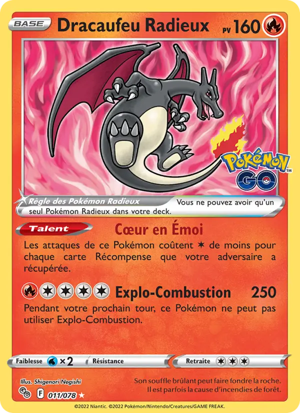 Scan HD carte Pokémon Dracaufeu Radieux 011/78 — Pokémon GO