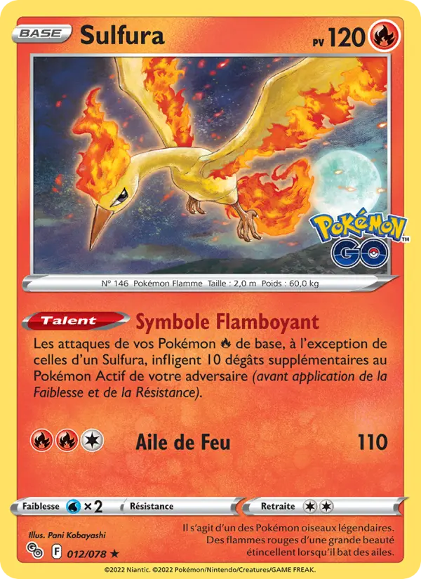 Scan HD carte Pokémon Sulfura 012/78 — Pokémon GO