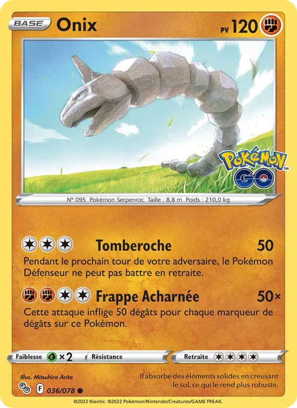 Scan HD carte Pokémon Onix 036/78 — Pokémon GO