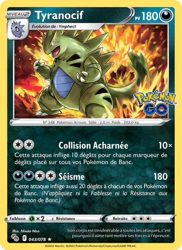 Scan HD carte Pokémon Tyranocif 043/78 — Pokémon GO