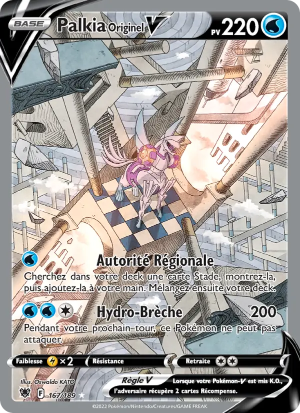 Scan HD carte Pokémon Palkia Originel V 167/189 — Astres Radieux