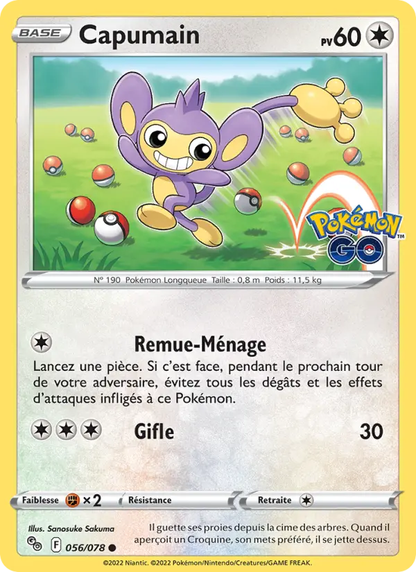 Scan HD carte Pokémon Capumain 056/78 — Pokémon GO