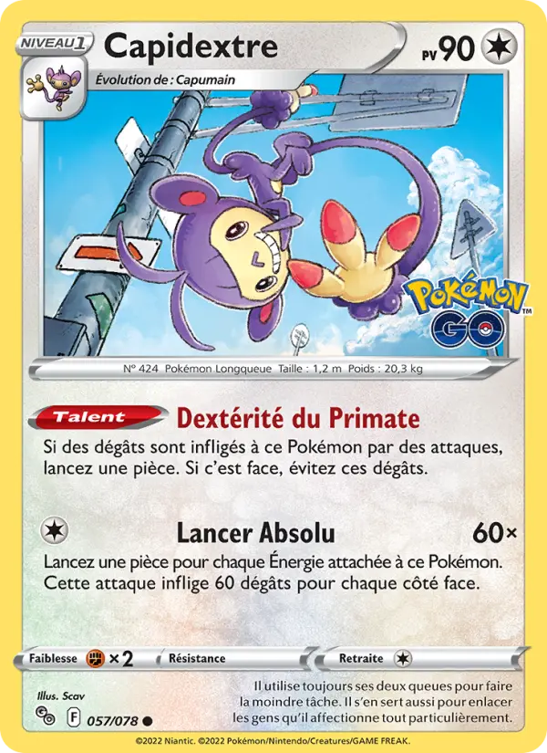 Scan HD carte Pokémon Capidextre 057/78 — Pokémon GO