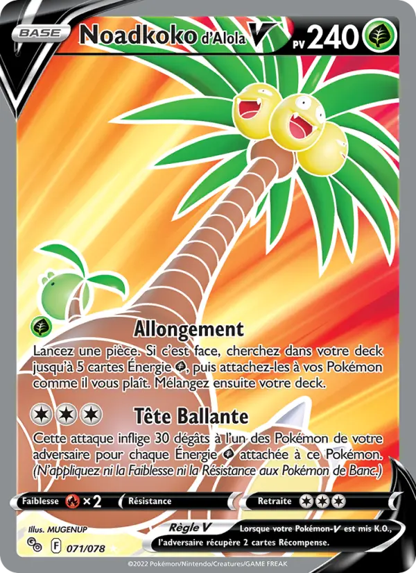 Scan HD carte Pokémon Noadkoko d'Alola V 071/78 — Pokémon GO