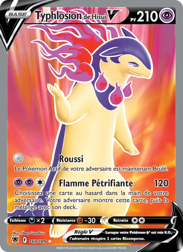 Scan HD carte Pokémon Typhlosion de Hisui V 169/189 — Astres Radieux