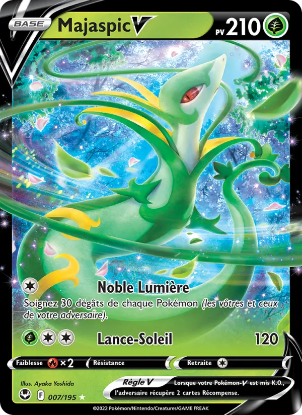 Scan HD carte Pokémon Majaspic V 007/195 — Tempête Argentée