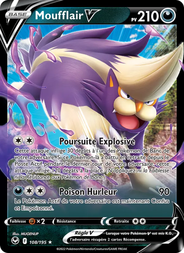 Scan HD carte Pokémon Moufflair V 108/195 — Tempête Argentée