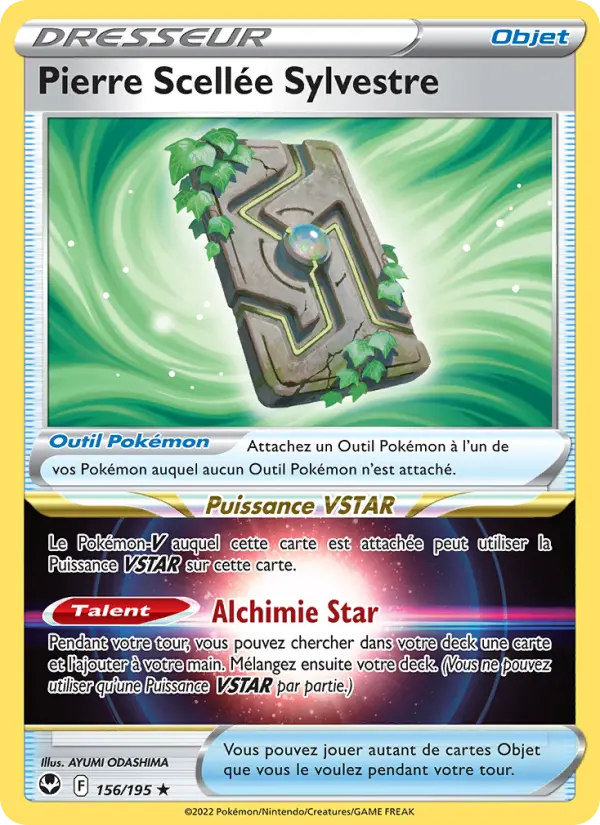 Scan HD carte Pokémon Pierre Scellée Sylvestre 156/195 — Tempête Argentée