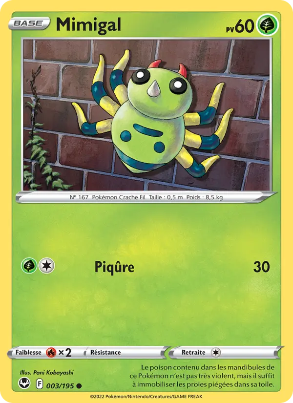 Scan HD carte Pokémon Mimigal 003/195 — Tempête Argentée