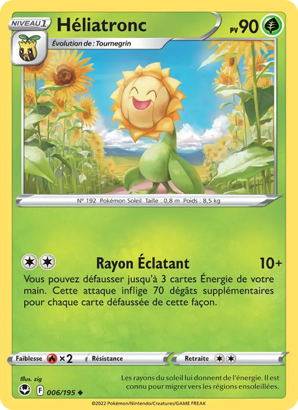 Scan HD carte Pokémon Héliatronc 006/195 — Tempête Argentée