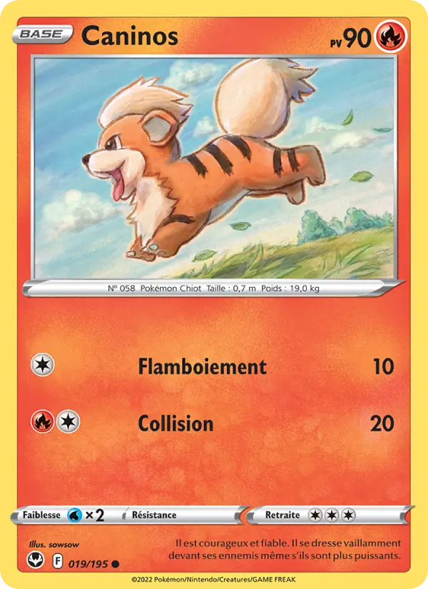 Scan HD carte Pokémon Caninos 019/195 — Tempête Argentée